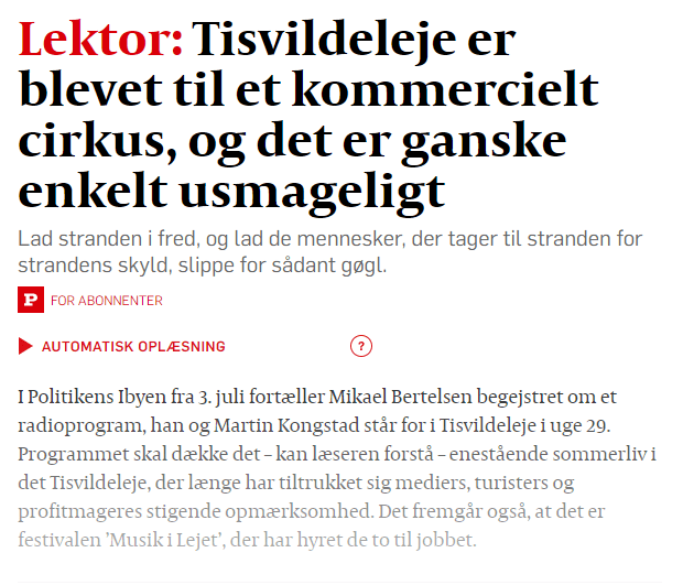 En lektor skriver i&nbsp;Politiken